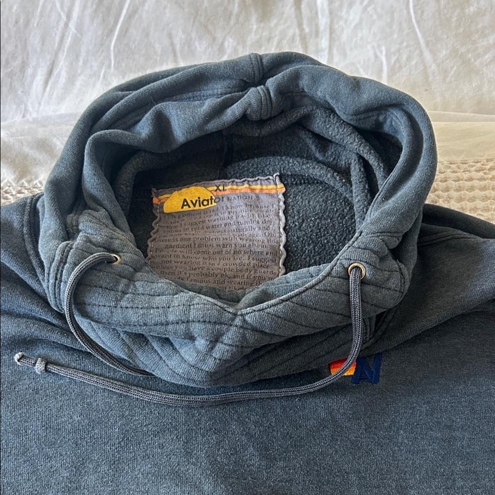 Aviator Nation Charcoal Gray Hoodie with Small Multicolor Logo
